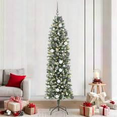 vidaXL Kunstigt slankt juletræ Grøn 210 cm PVC og metal og plast