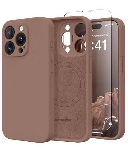 SuydanBox Magnetisk fodral för iPhone 13 Pro Max, [Fullständig kameraskydd][Skärmskydd] Silikon stöttåligt skyddande telefonfodral för iPhone 13 Pro Max 6,7", Brun