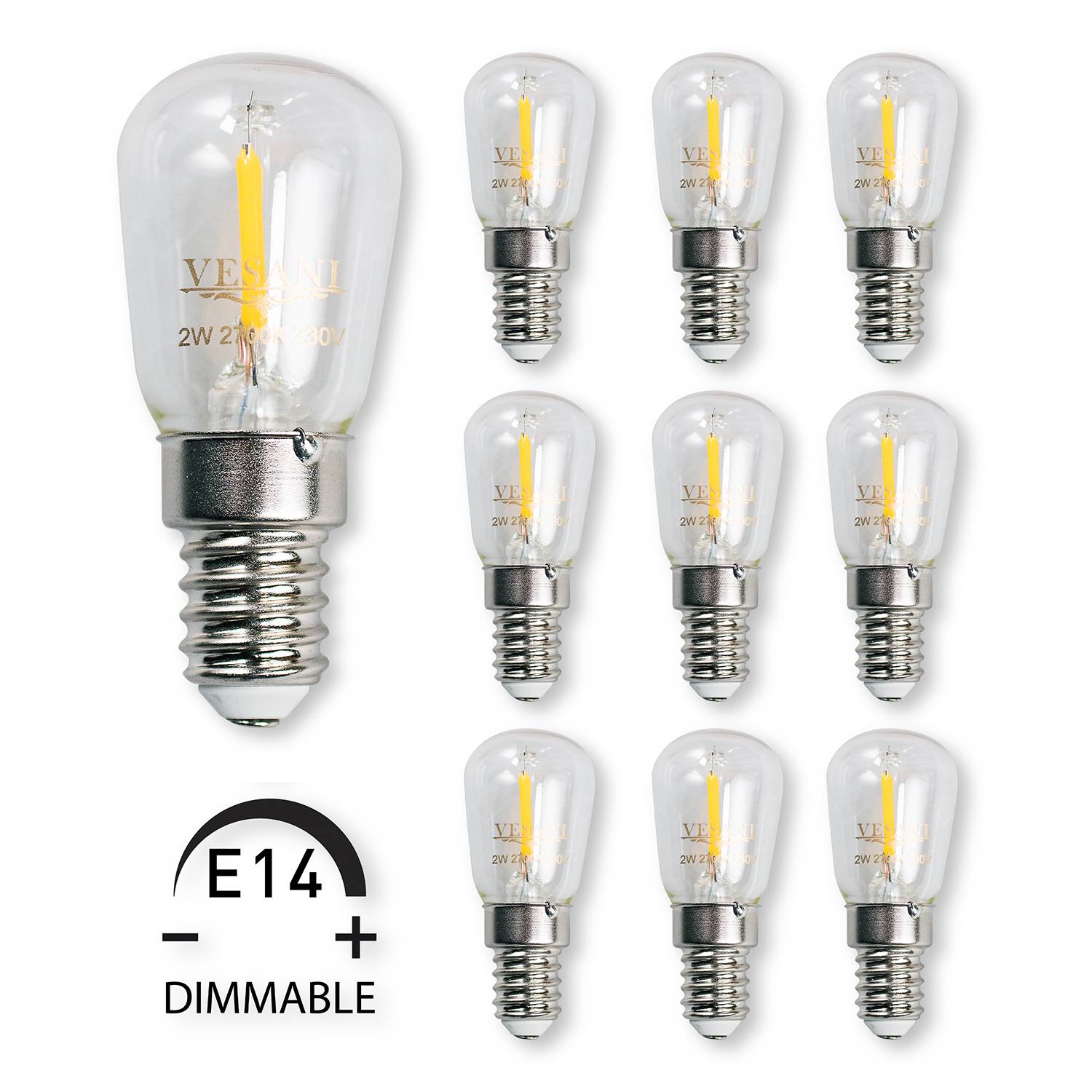 Päronlampa E14 LED Dimbar 2W - 10pack | Vesani
