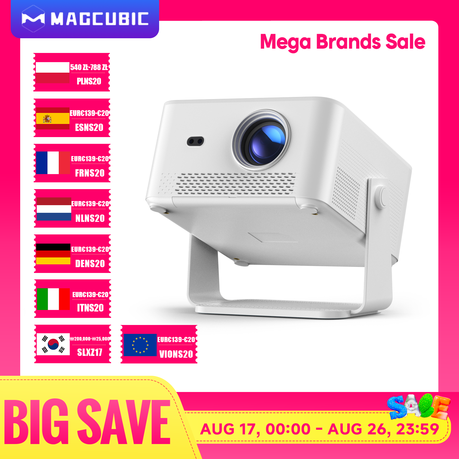 Magcubic 1100ANSI 1080P Auto Focus 8K Support HY450MAX Portable Outdoor Projector Android 14 WiFi6 Beam Mini Projector