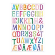 Alfabet wallsticker med farverige bogstaver. Store bogstaver. A til Å.