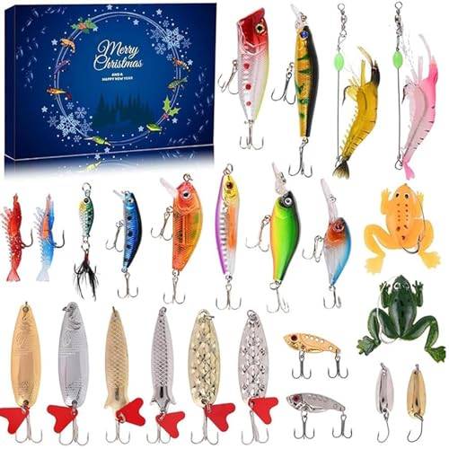 2023 Fiskare adventskalender - festlig nedräkning med 24 unika fiskedrag - perfekt present till män och fiskeentusiaster