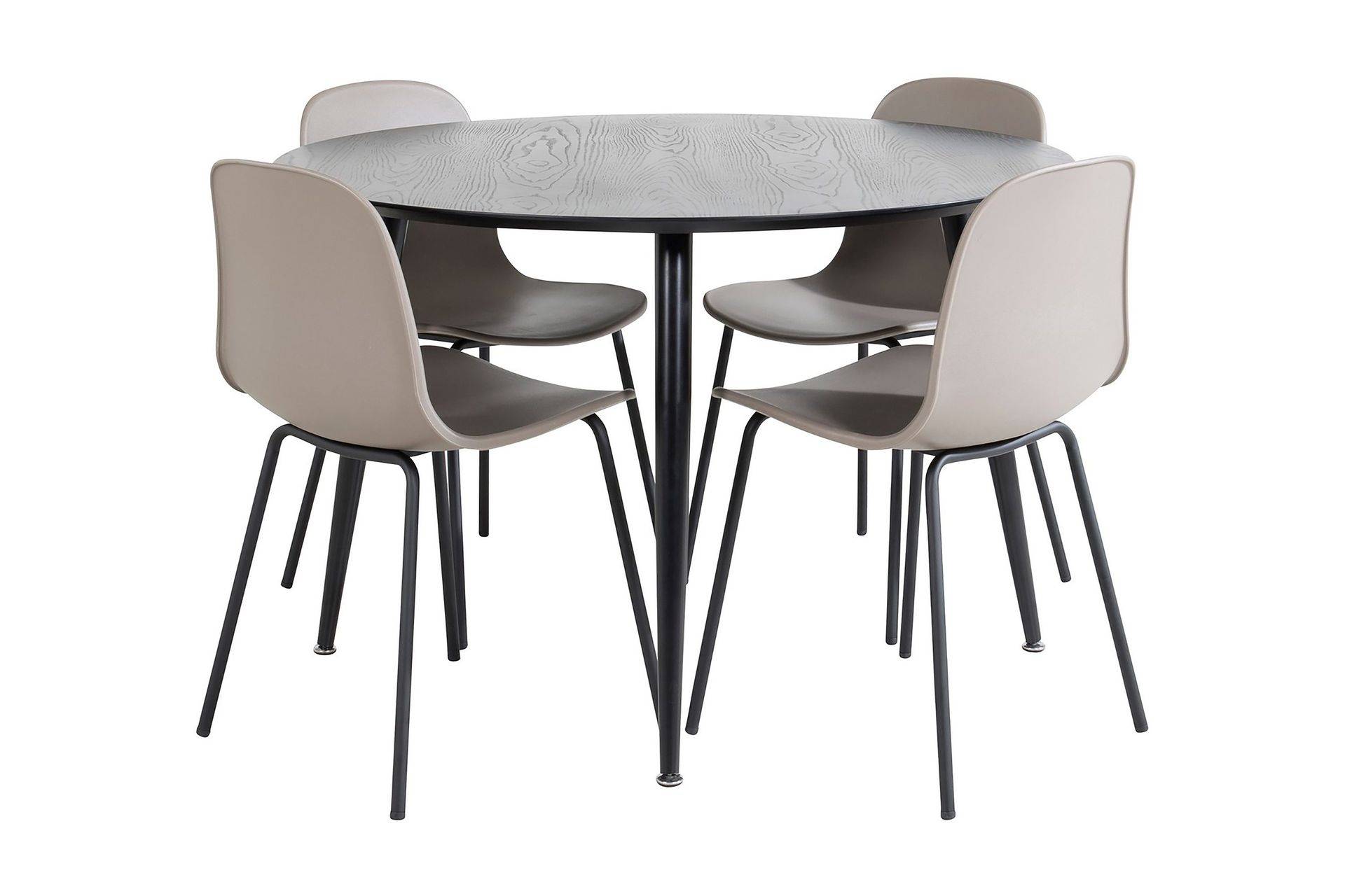 Venture Home Balisa Matgrupp 115 cm Rund inkl 4 Kullersbro Stolar - Svart/Beige Matgrupper Svart Trä