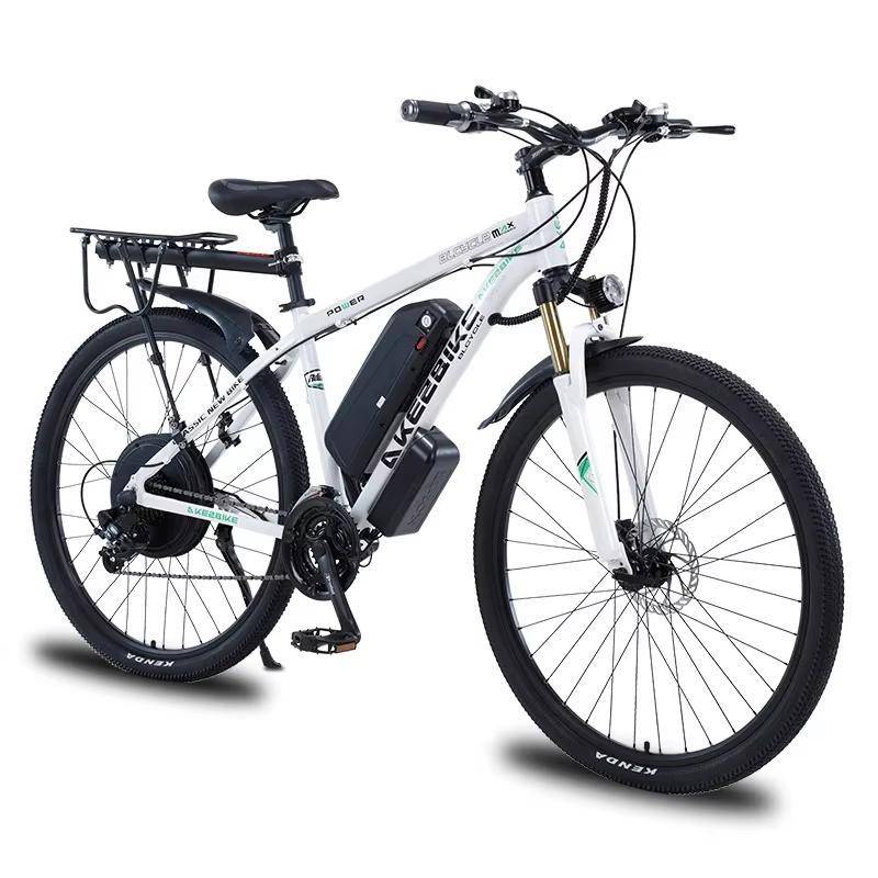 Akez aluminiumlegering elcykel 21 vuxen 29 tum stadsgata ebike 48V13Ah litiumbatteri 1000W E-cykel vit