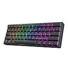 HK GAMING GK61 SE 60 % | mekaniskt speltangentbord | 61 tangenter multifärg RGB LED-bakgrund för PC/Mac gamer | amerikansk layout (svart, mekanisk svart)