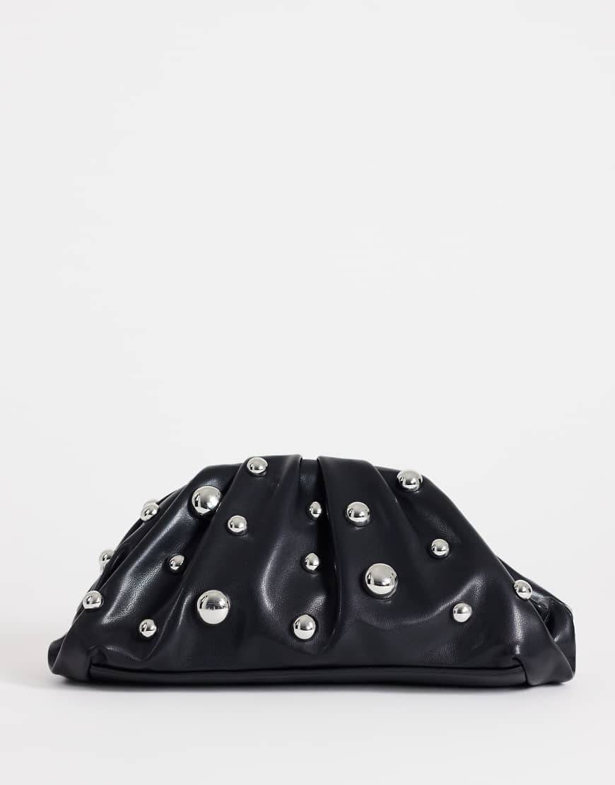 Topshop - Josephine - Lille sort clutch med nitter - One Size