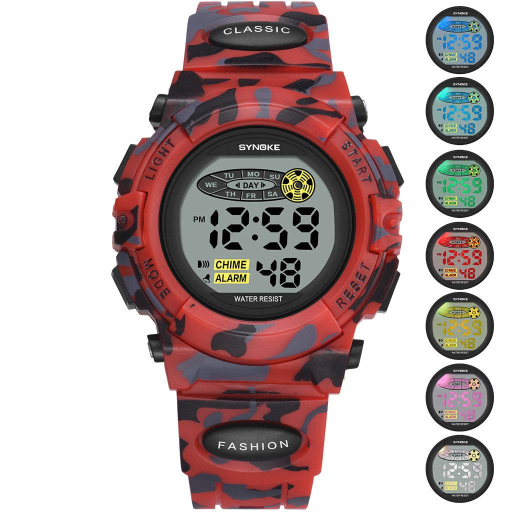 Colorful Luminous Children's Student Electronic Watch - Red