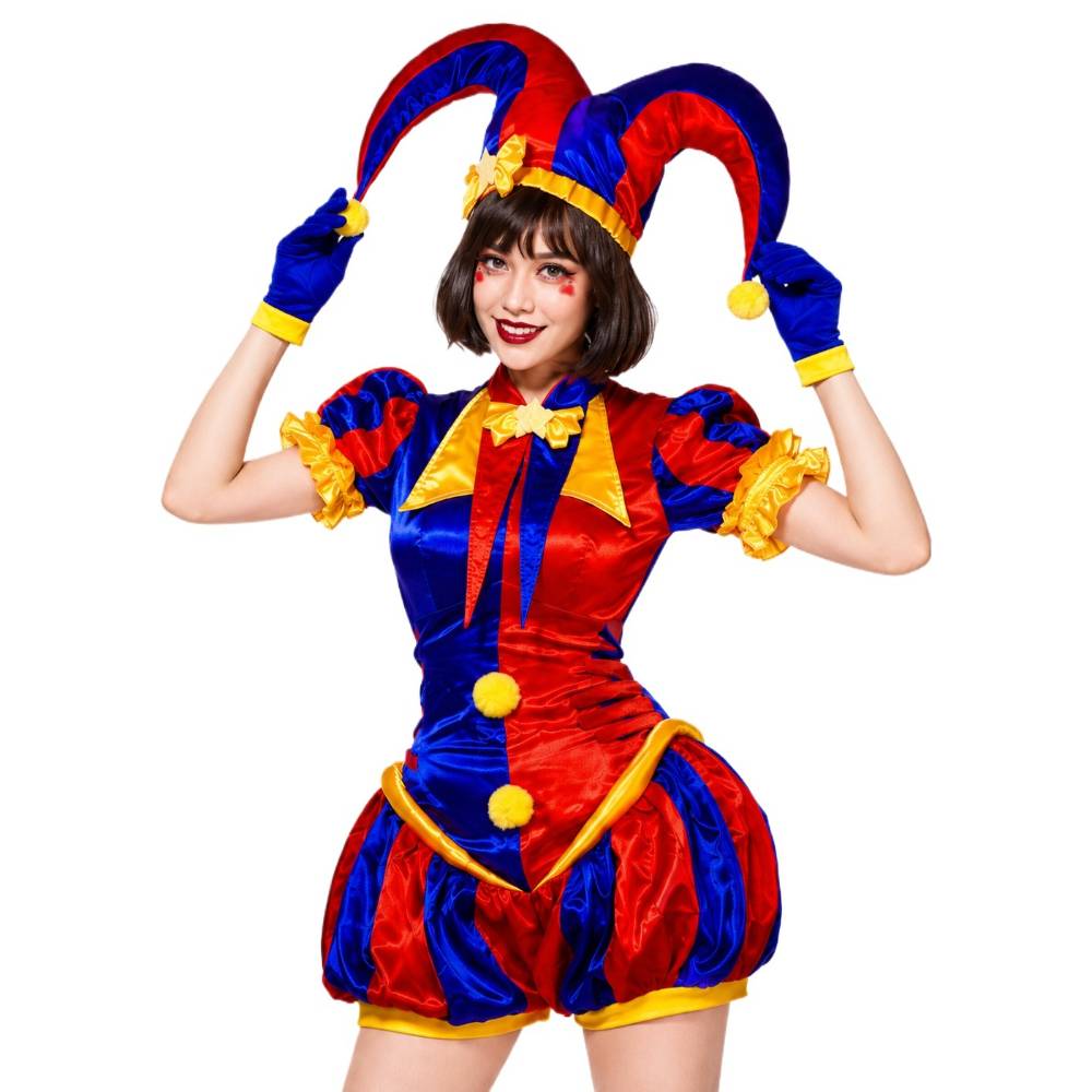Anime The Amazing Digital Circus Roleplay Suits Pomni Cosplay Costumes Exquisite Clown Uniform Halloween Carnival Party Outfit