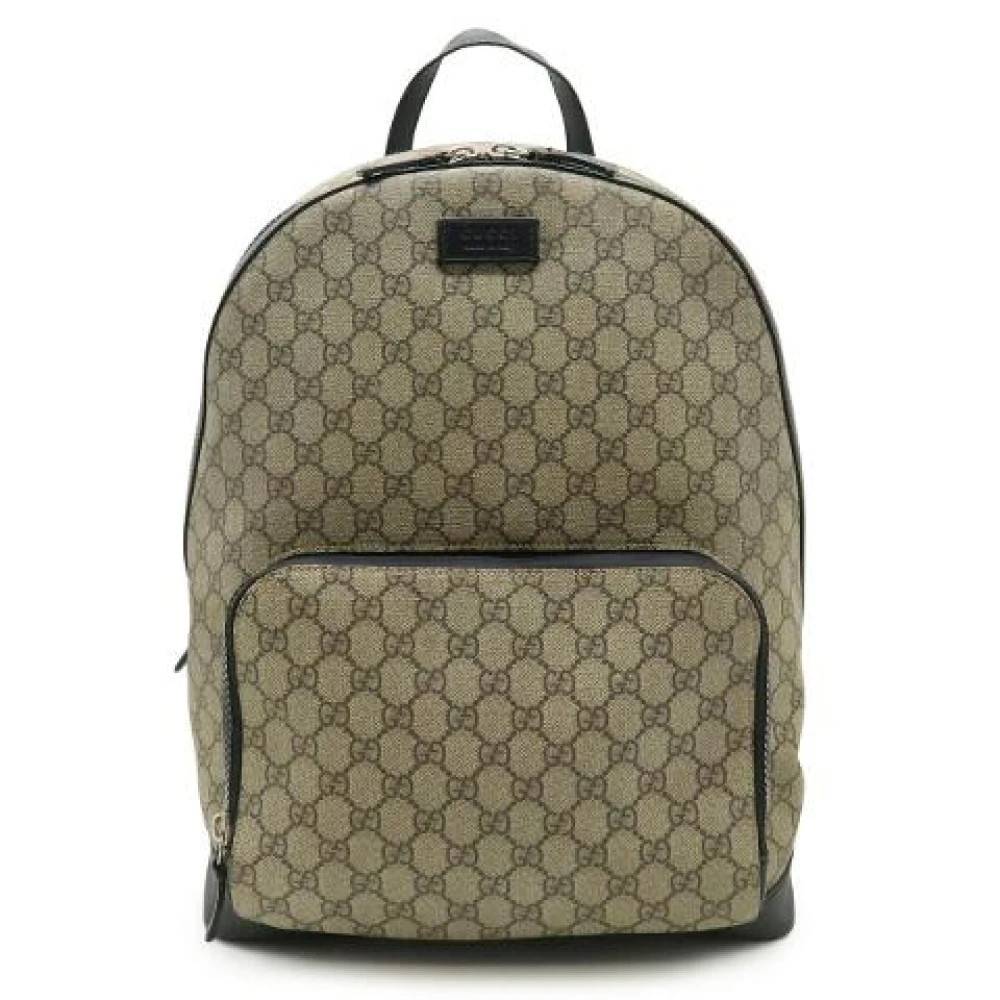 Gucci Vintage Pre-owned GG Supreme Coated Canvas Rygsæk - Vintage - Herre - Beige - ONE SIZE - Læder