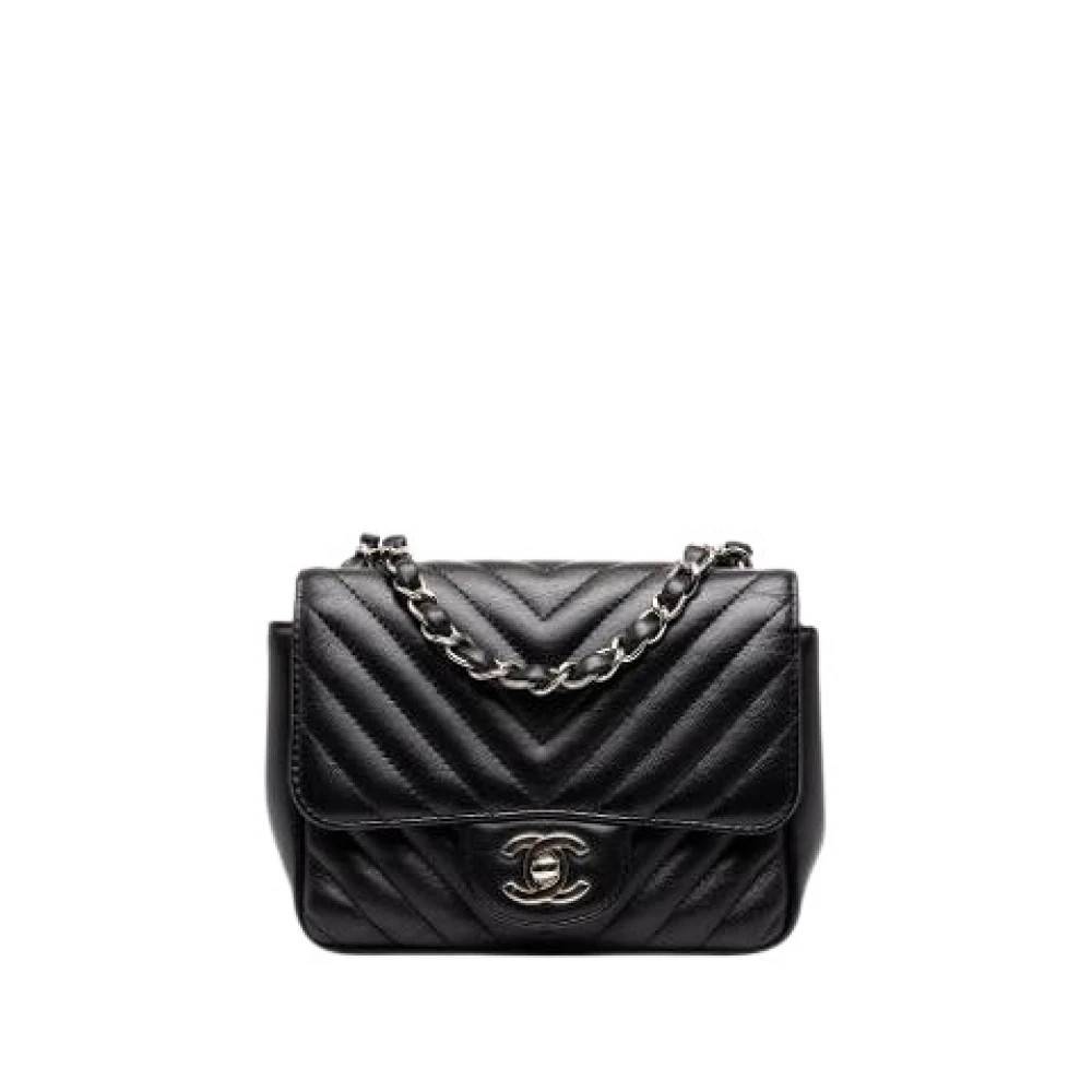 Chanel Vintage Pre-owned Mini Chevron Classic Flap - Vintage - Dame - Sort - ONE SIZE - Uld