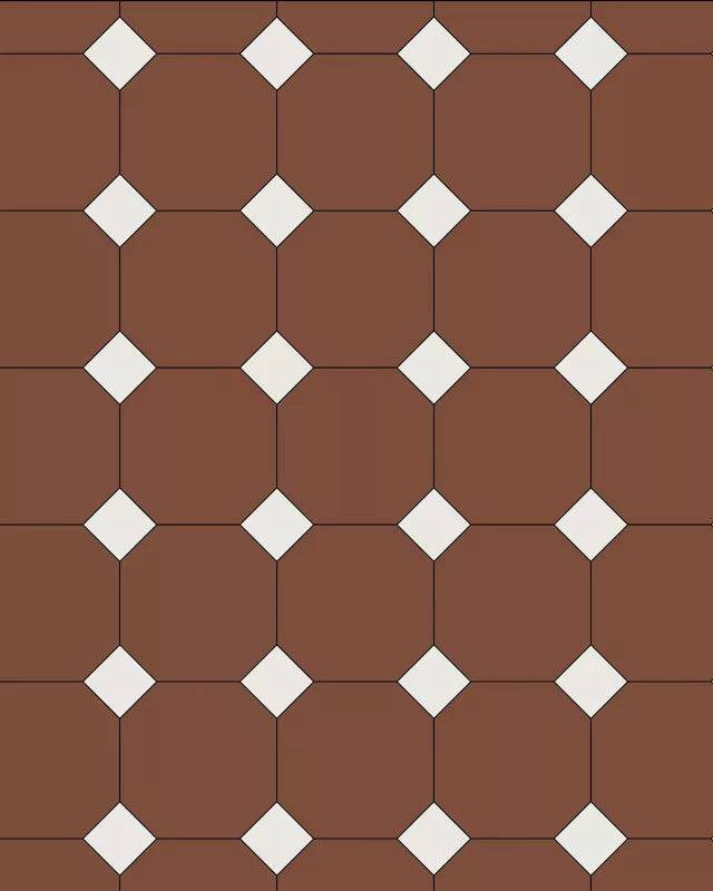 Oktagonklinker - 15 x 15 cm röd/vit