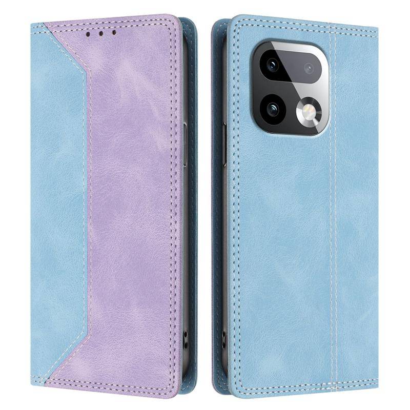 För Realme 16 Pro+ Fodral Magnetiskt Flip-fodral för Realme  16 Pro Plus 16Pro Plus 5G Telefonfodral Mode Färgblock Läder Funda black