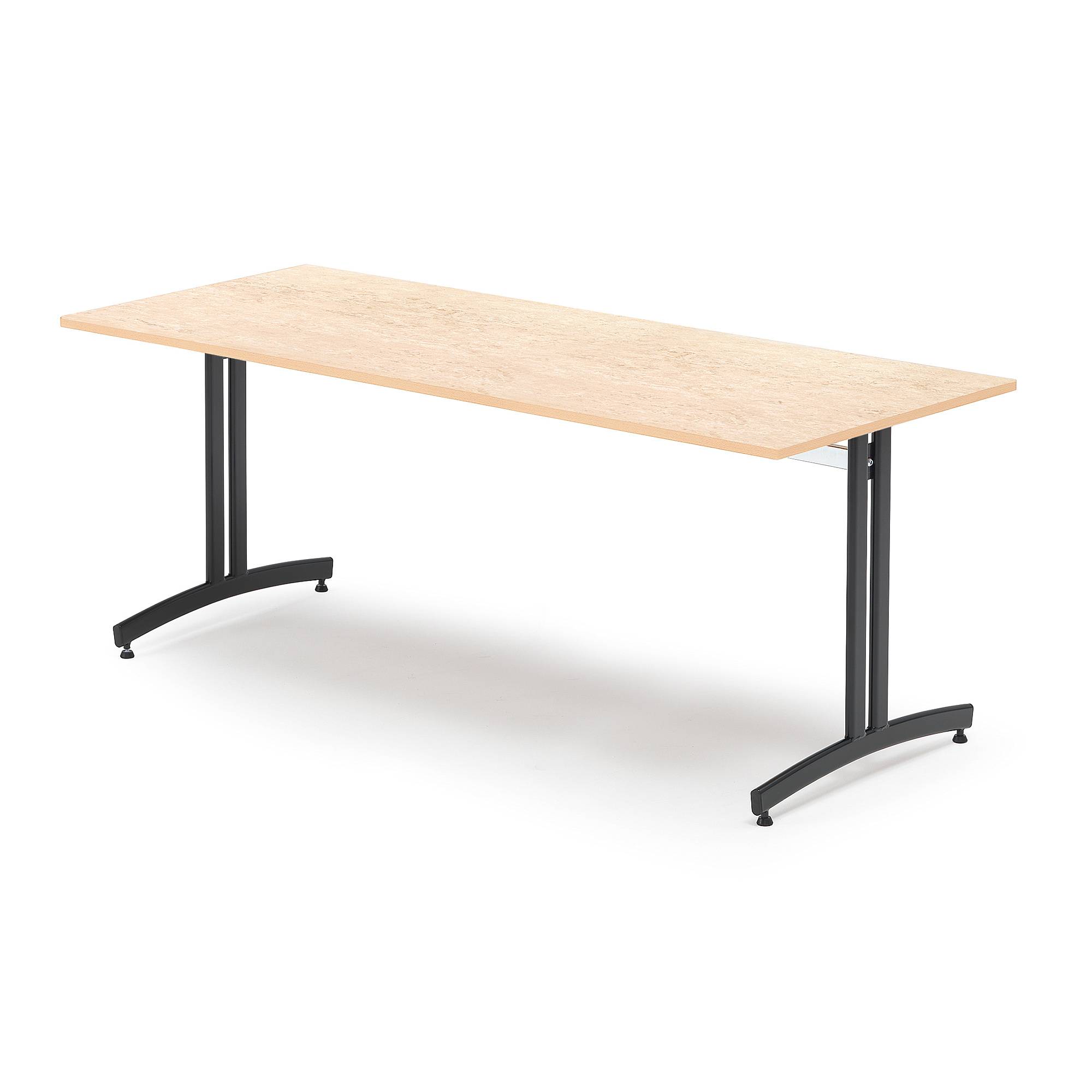 Bord, 1800x800 mm, beige linoleum, svart