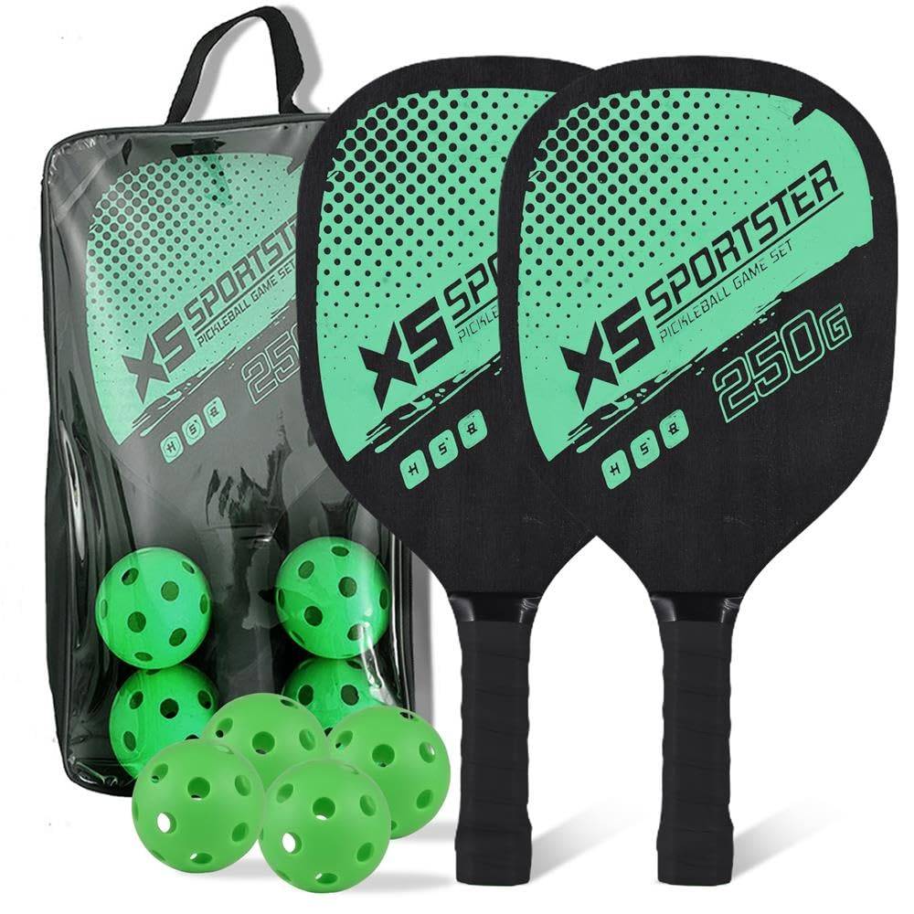 Pickleball Paddlar Set 2 Racketar Och 4 Bollar