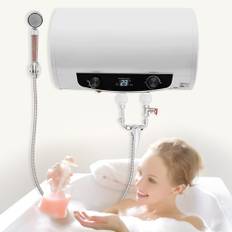 WSIKGHU 50 l/120 l elektrisk varmvattenbehållare, horisontell, vattenkokare, panna, 220 V, 2 kW, 30-75 °C, horisontell, upphängd, automatisk Reshu-vattenvärmare med handdusch (50 l)