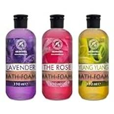 Bath Foam Set Lavender & Rose & Ylang Ylang 3x350ml - Lavender & Rose Absolute & Ylang Ylang Essential Oil - Body Care - Beauty - Bathing - Wellness - Relax - Aromatherapy - Spa - Bubble Baths