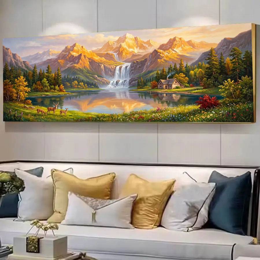 DIY Diamond Painting Full Square Round Mosaic Forest Cottage Creek Natural Landscape Full Square Round Large Diamond Embroidery
