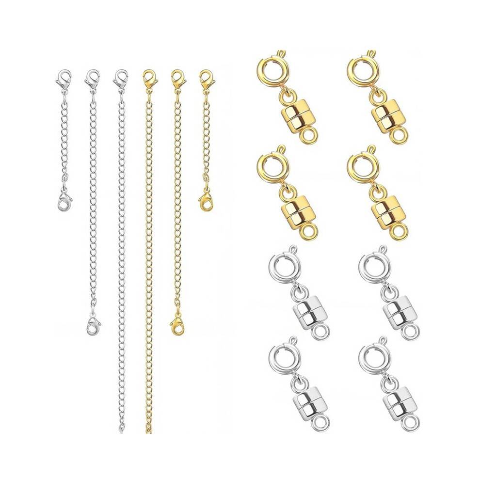 Necklace Extenders for Women with Magnetic Necklace Clasp, Gold Silver Chain Extenders for Jewelry, Bracelet, Anklet