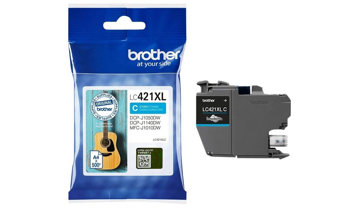 Brother LC 421XL Cyan (blå) originale blækpatron indeholder 10 ml.