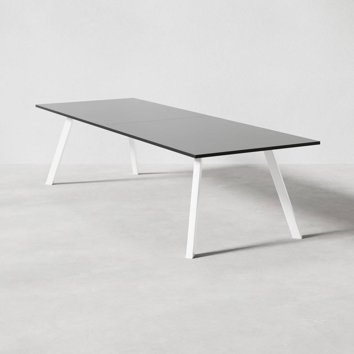 Konferensbord Viggo, Höjd 73 cm, Längd 280 cm, Bordsskiva Svart, Underrede Vit