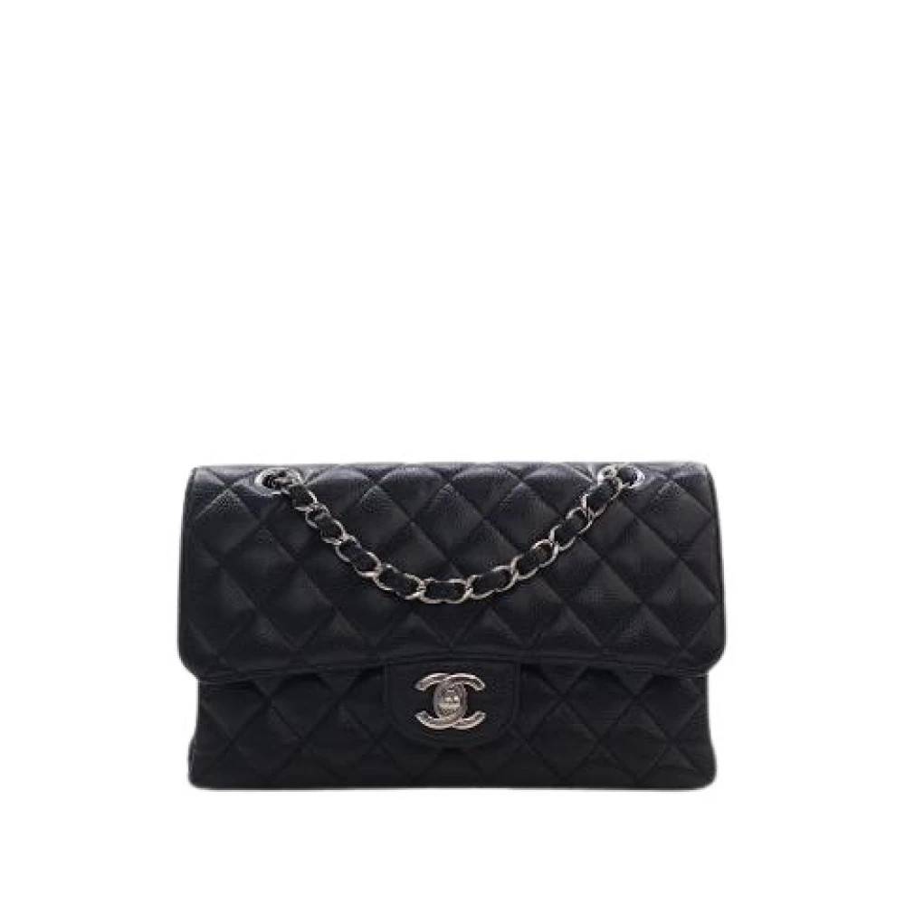 Chanel Vintage Pre-owned Quilted Caviar Leather Double Flap Shoulder Bag - Vintage - Dame - Sort - ONE SIZE - Uld