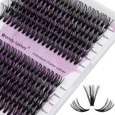 240 Pcs Individuella klusterögonfransförlängningar 40P/50P 0.07mm D Curl DIY Cluster lösfransar Blandade naturliga Breda stammar Individuella klustervolymfransförlängningar (40P+50P-0.07-D-MIX16-20)