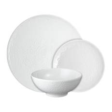 Porcelain Carve White 12 Piece Tableware Set (Dinner, Small, Cereal Bowl)