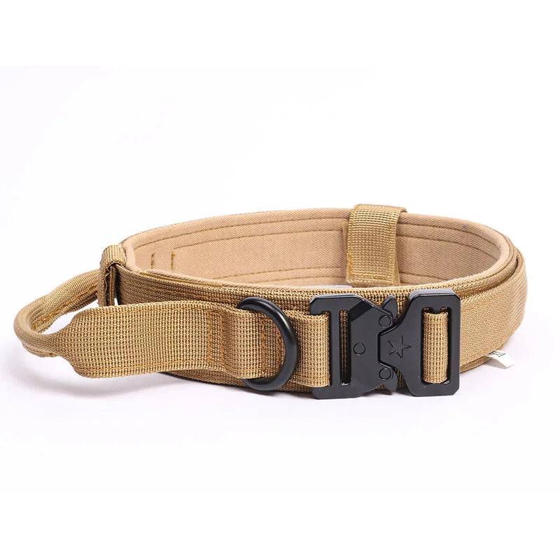 Durable Nylon Dog Collar & Leash Set for Large Dogs - Khaki Collar / XL-suit 33-45kg / SPC (XL-suit 33-45kg)