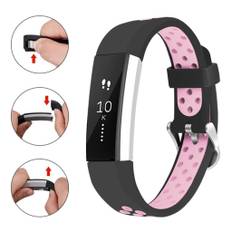 Fitbit Alta HR fleksibelt silikone urrem - størrelse: S / Sort + Lyserød