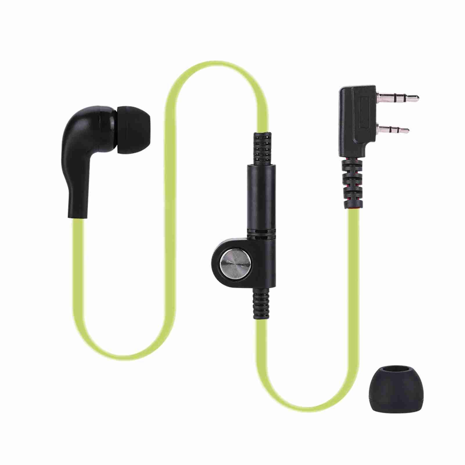 2 Färger 2-Pin Hörlurar PTT Walkie Talkie Headset Platt Kabel Hörsnäcka Mikrofon Hörlurar(Grön)