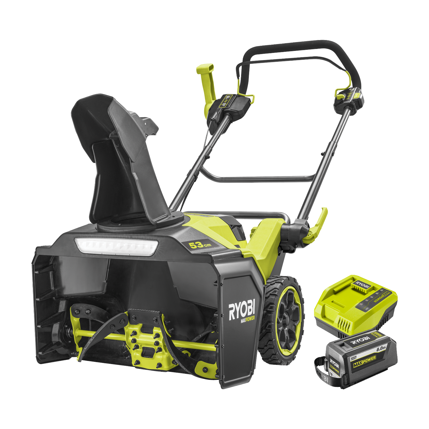 Ryobi RY36STX53B-180 MAX POWER 36V Sneglassisteret Sneslynge 53 cm med 8,0Ah batteri og lader