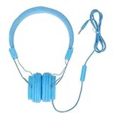 Sunicon Wired Stereo Headphones with Mic, Foldable Adjustable Headband Inline Control Ear Wired Headphones for Music Calls Games Compatible with PC Laptop Tablet Phone MP3 (Blue)