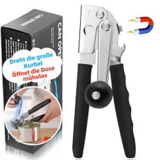 Professionell konservöppnare, rostfritt stål med komforthandtag, manuell drift, släta kanter, för äldre och kök