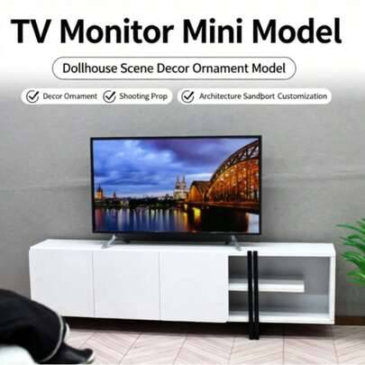 1/12 skala miniatyr-TV med stativbas, realistisk liten TV-modell, dockhus-minimöbel, sceninredning och fotoprops för OB11 BJD-docka, DIY-mikrolandskap - Multifärgad (Liten [bildskärm],Stor[Bildskärm])