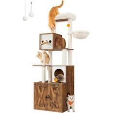 2-i-1 Cat Tree & Kattlåda skåp - Space Saver!