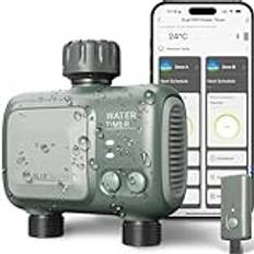 2-vägs wifi-bevattningstimer, johgee automatisk bevattning för trädgård, intelligent bevattning med APP-kontroll och anslutet väder, programmerbar bevattningstimer och fjärrbevattning