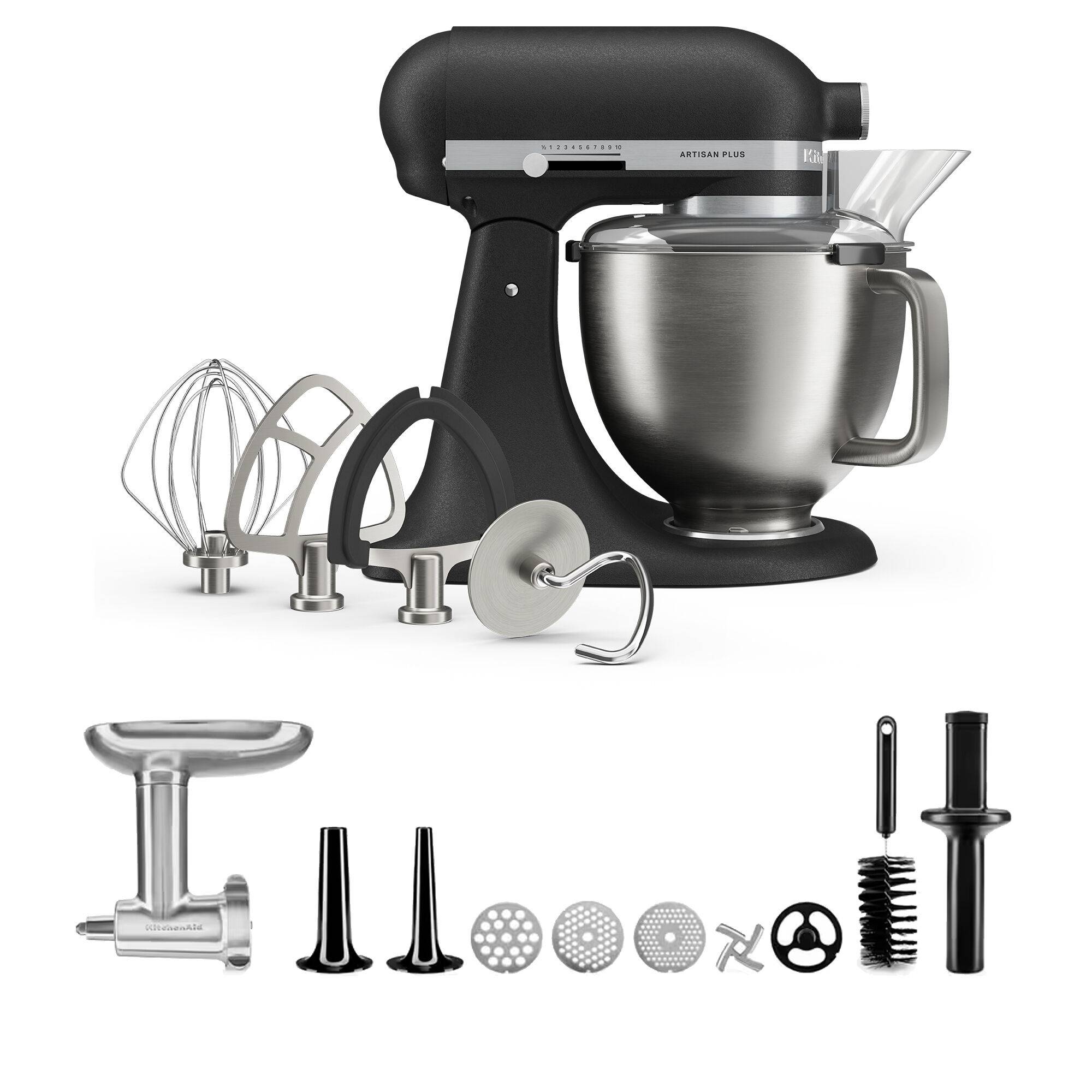 Kitchenaid Artisan Plus köksmaskin med köttkvarn 4,7 liter, cast iron black - Cast iron black