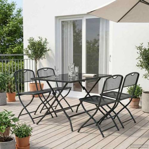Utemöbelset 5 pcs Antracit Järn och stål
