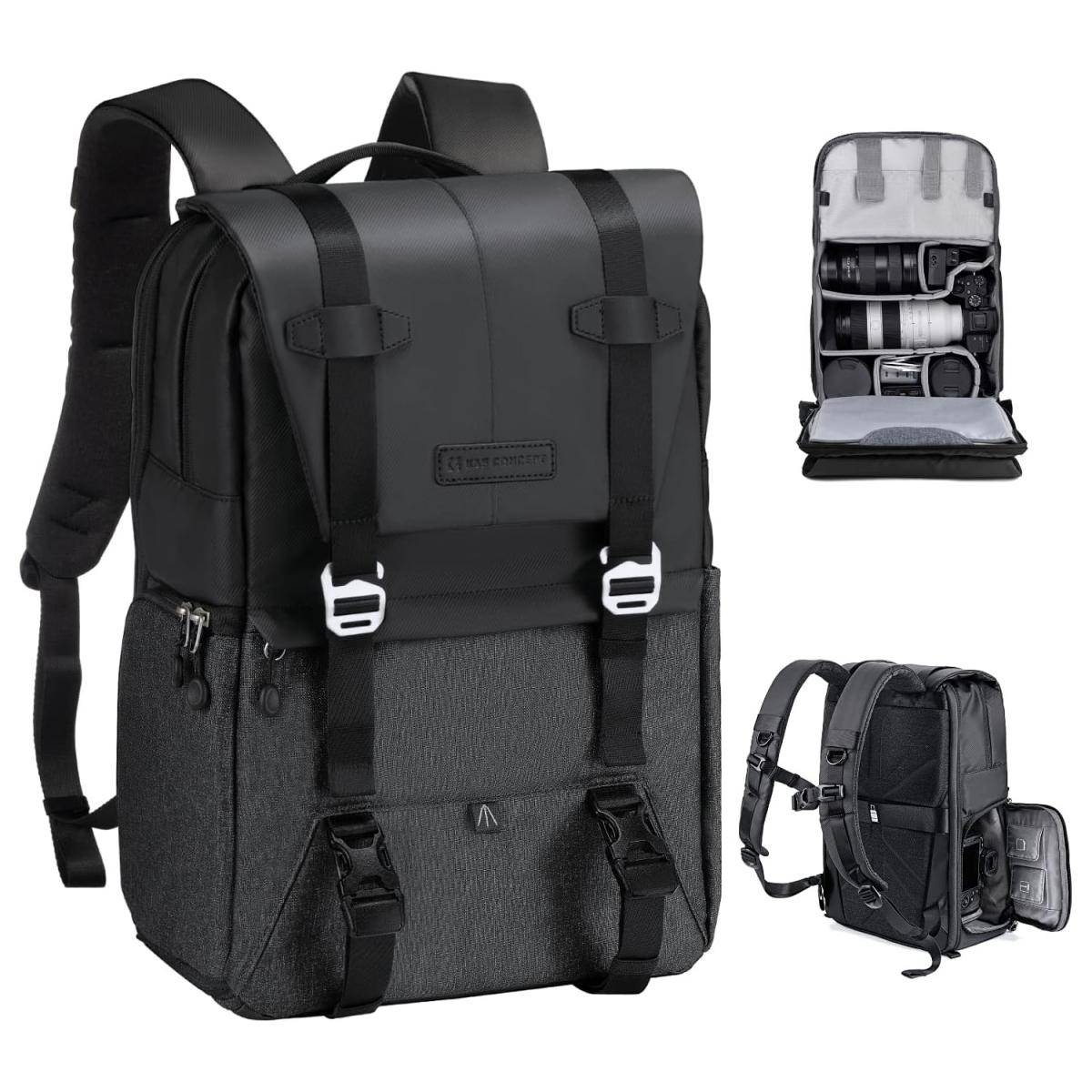 KENTFAITH Camera Bags for Photographers Dslr Cameras Compatible for Canon Nikon Sony DJI Mavic Drone, 20L Large Capacity Bag Cover 15.6 Inch Laptop Camera Cases with Raincover - Backpack 20L Urban Wander 01 (Grey)