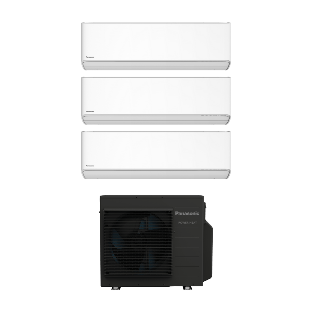 Panasonic HZ25 10.6kW Power Heat luftvärmepump med 3 innedelar