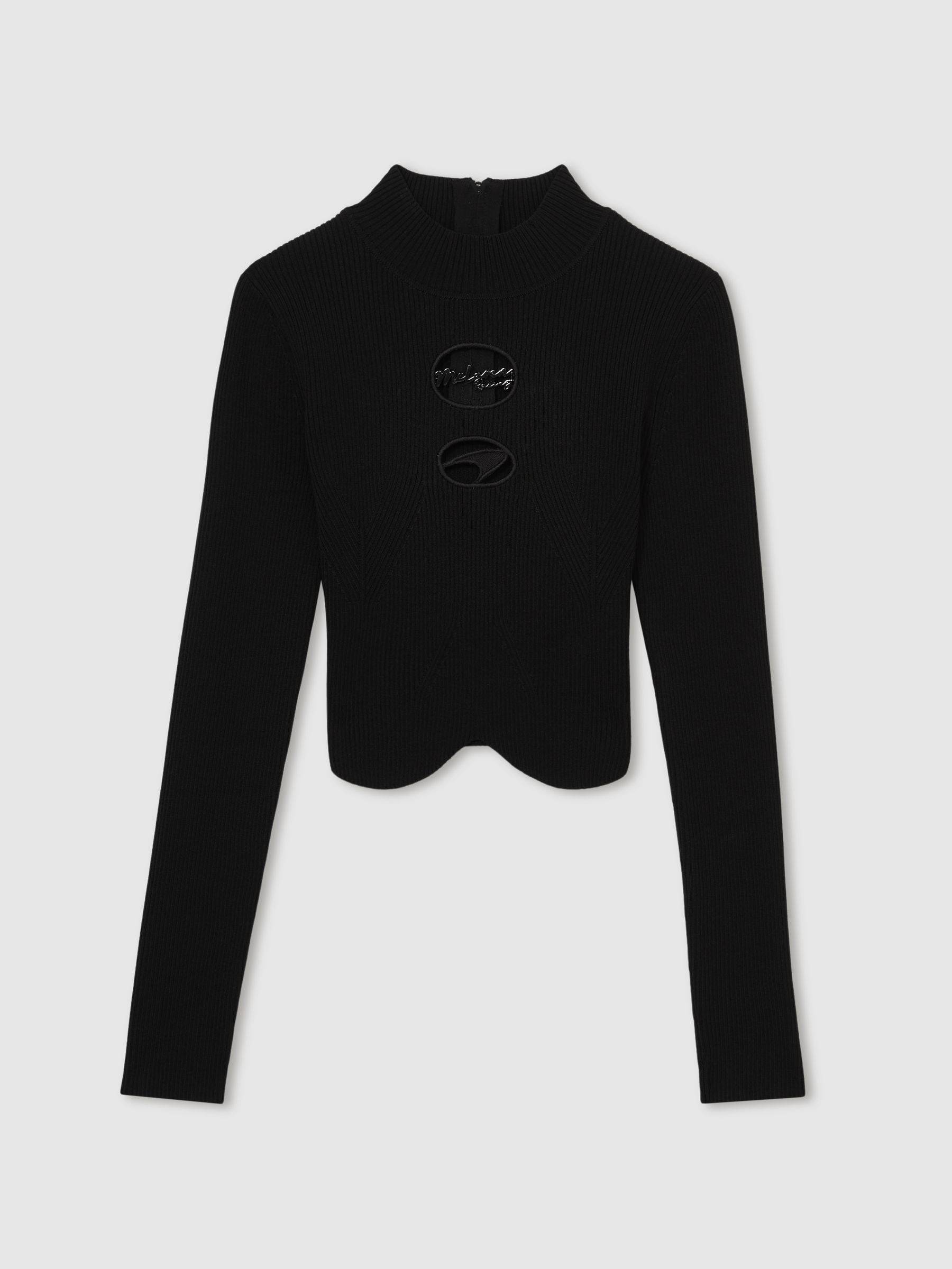 Reiss Reiss Black Sandy McLaren F1 Team Cut-Out Knit Crop Top