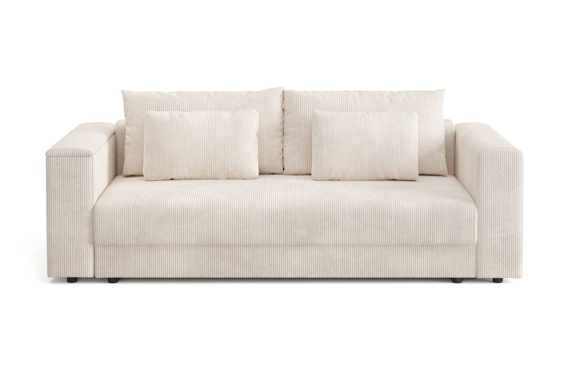 Bergen Extra djup Framåtbäddad 3-sits Bäddsoffa med Bäddmadrass i Latex och Tvättbar klädsel - Beige Manchester 3 sits bäddsoffa Andrarum