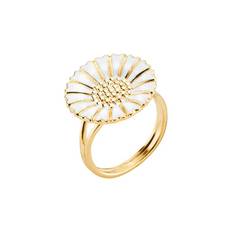 Lund Copenhagen Marguerit ring - 18mm hvid forgyldt