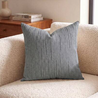 1 st/2 st vertikalt texturerade chenille-kuddfodral för alla säsonger, enfärgade randiga kvadratiska kuddfodral, neutral minimalistisk farmhouse boho- - Grå (40*40,45*45,30*50,50*50,2pcs 45*45,2pcs 30*50,2pcs 40*40,2pcs 50*50)