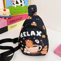 Söta tecknade kapybaramönster för barn bröstväska, lätt sport Casual midjeväska och slingväska, utomhusresor Semester Fanny Pack med justerbar axelrem - Svart (En-Storlek,svart,rosa,gul,rosröd,mörkblå,ljusblå)
