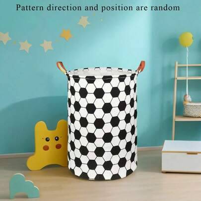 1 st Baby Room Canvas hopfällbar förvaringskorg för kläder Svart och vitt fotbollsmönster med handtag Leksakslåda Förvaringshink Söt och lätt, lämplig (L,M,S,Fyrkant L,Kvadrat M,Kvadrat S)