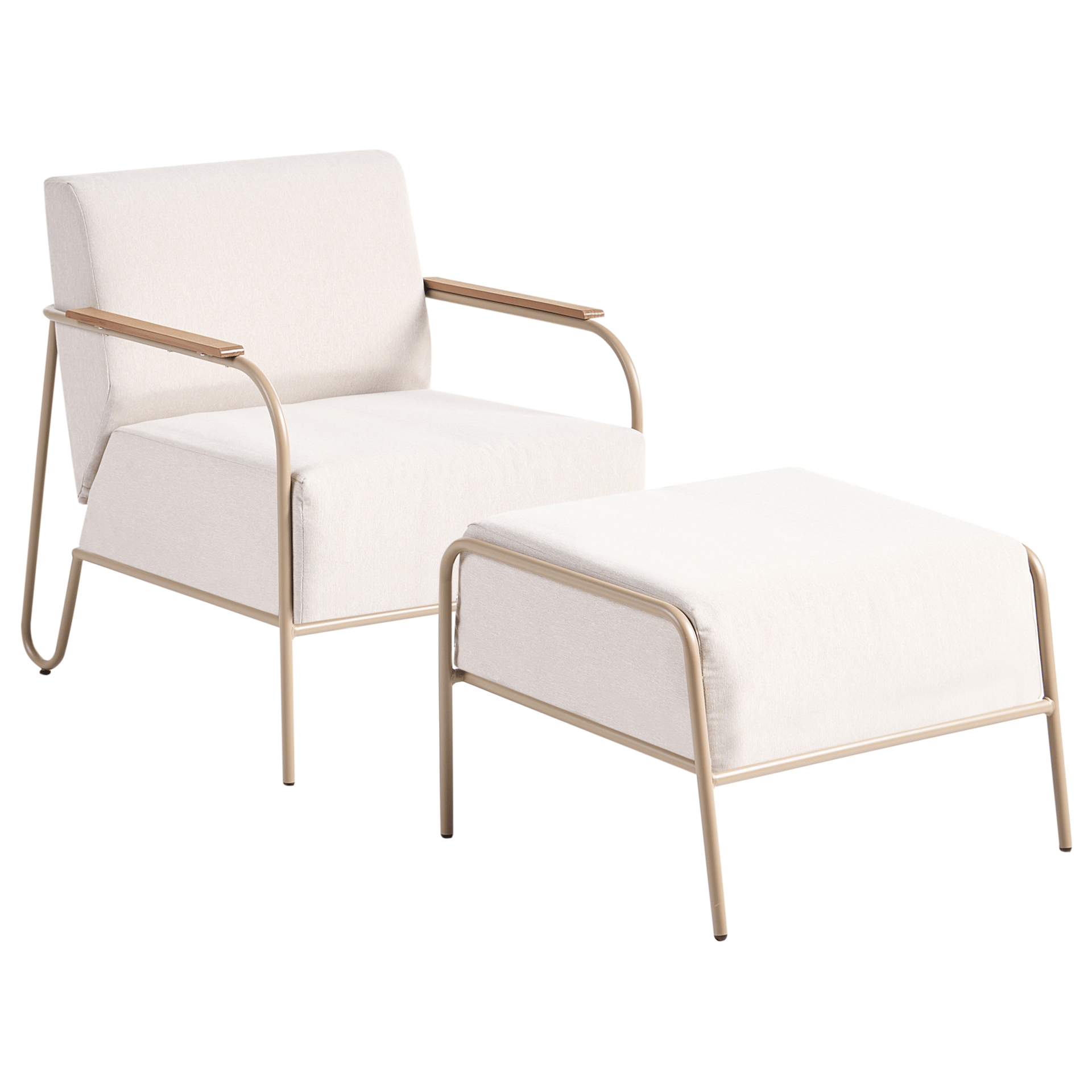 Stol utomhus Nimis med Fotpall - Beige Loungestol Textil