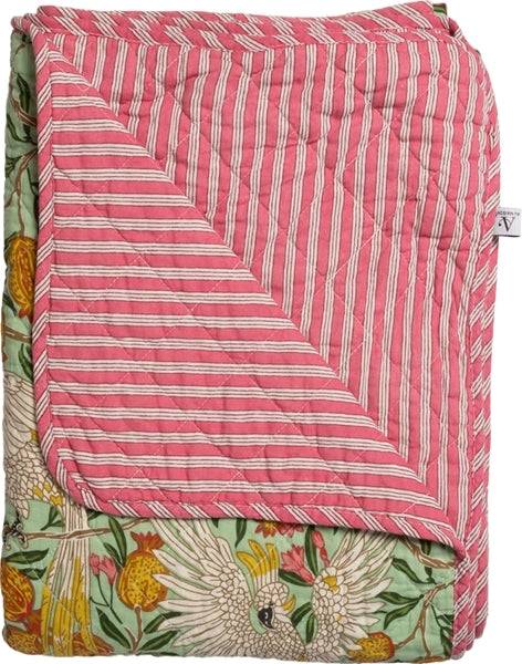 EJA Quilt Ethnic plaid i bomuld, fugl mint/pink – EJA - 140x180 cm pink/mint -