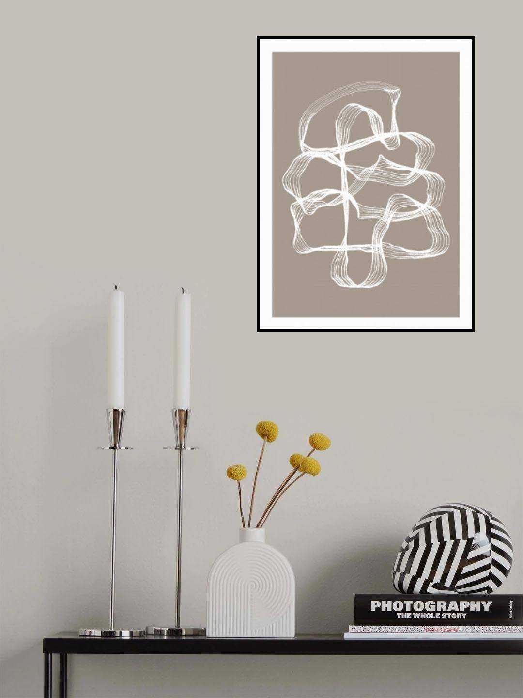 Ink White and Beige Poster och Canvastavla - Canvas 50x70 cm
