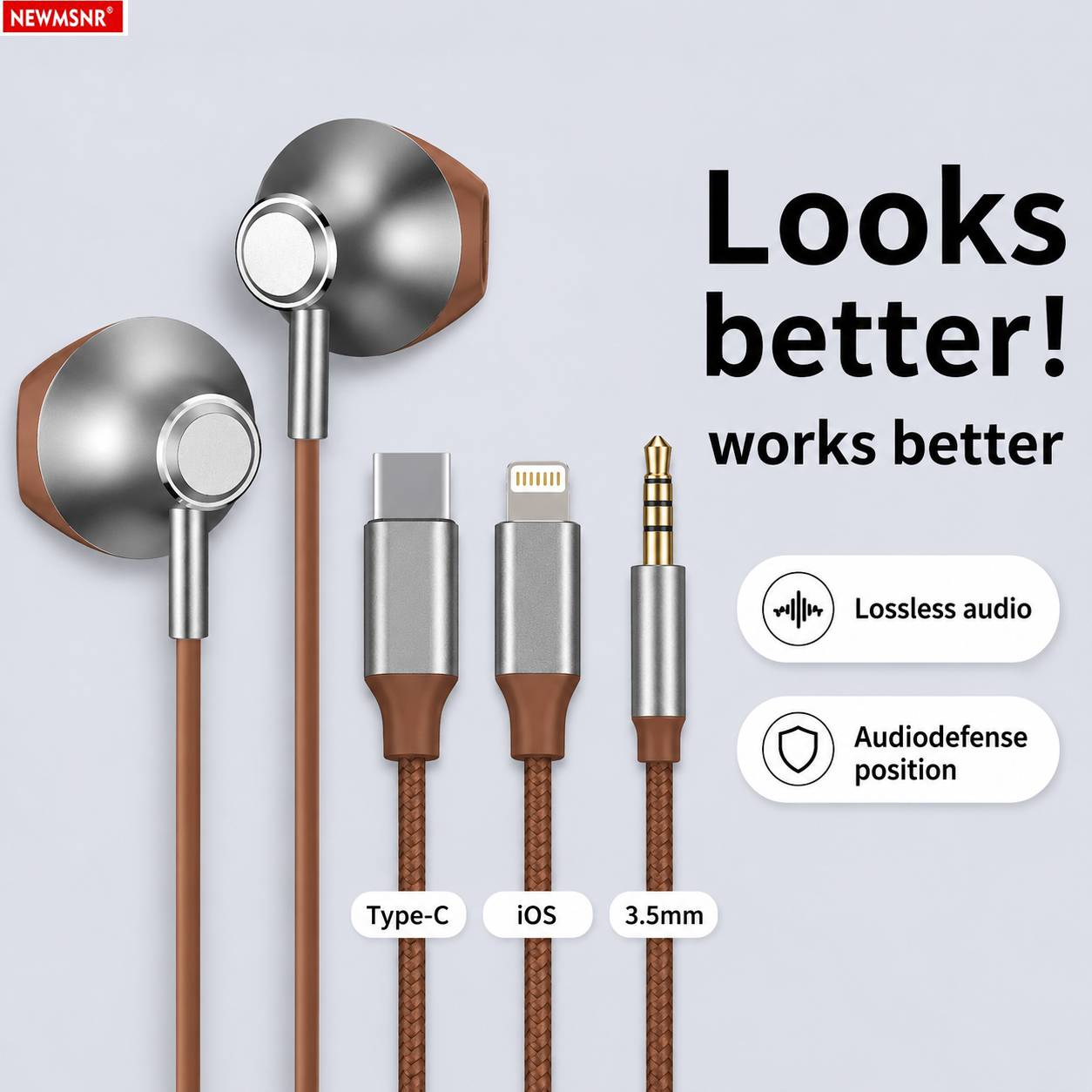 Metal Design 9D Surround Sound Wired Earphones Type-C&3.5mm Headphones With Mic In-Ear Sports Gaming Headsets For Iphone/Samsung